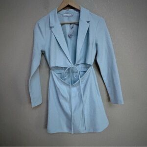 NWT Abercrombie & Fitch Light Blue Tie-Front Cutout Blazer Mini Dress XSP